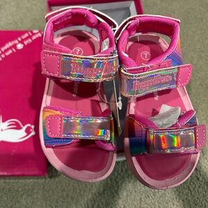 Rugged Bear Pink Rainbow Kids Sandals